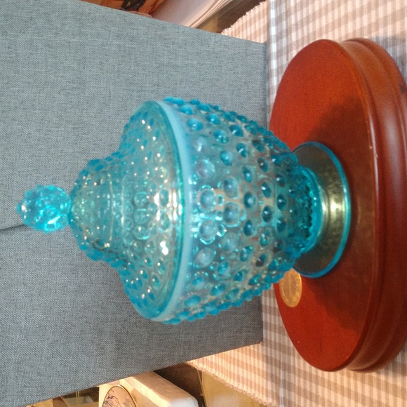 unknown Other - Aqua blue hobnail candy dish w/lid